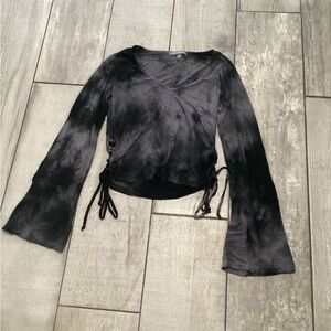 Don’t ask why Elegant Black Tie-Dye Women's Blouse one size #38